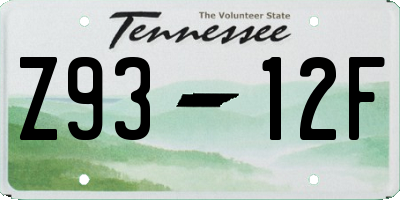 TN license plate Z9312F