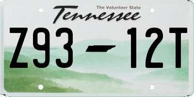 TN license plate Z9312T