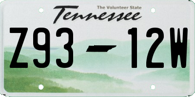 TN license plate Z9312W