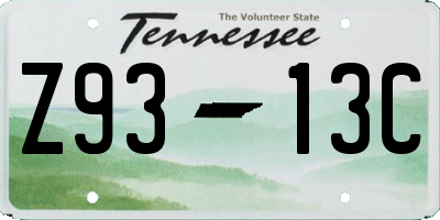 TN license plate Z9313C