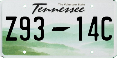 TN license plate Z9314C