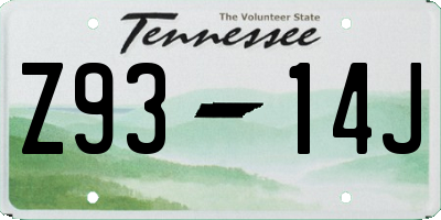 TN license plate Z9314J