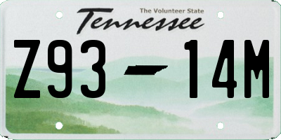 TN license plate Z9314M