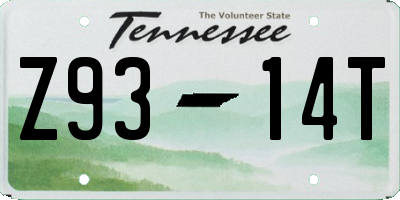 TN license plate Z9314T