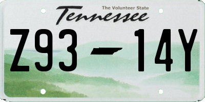 TN license plate Z9314Y