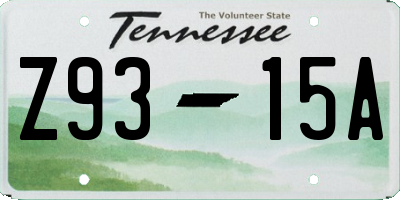 TN license plate Z9315A