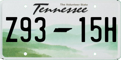 TN license plate Z9315H