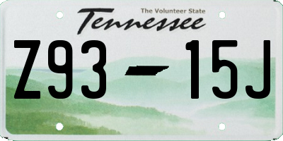 TN license plate Z9315J