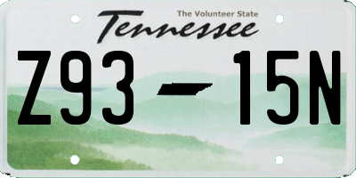 TN license plate Z9315N