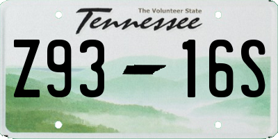 TN license plate Z9316S