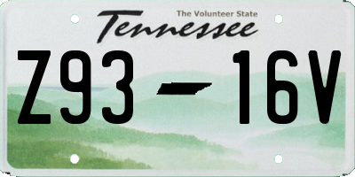 TN license plate Z9316V