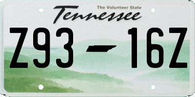TN license plate Z9316Z