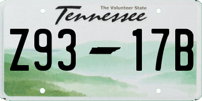 TN license plate Z9317B