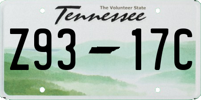 TN license plate Z9317C