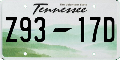 TN license plate Z9317D