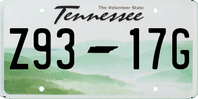 TN license plate Z9317G