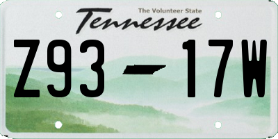 TN license plate Z9317W