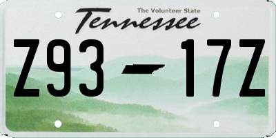 TN license plate Z9317Z