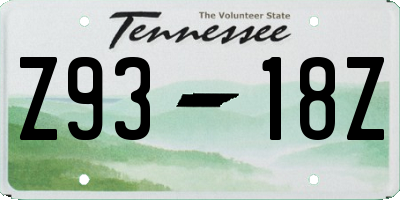 TN license plate Z9318Z
