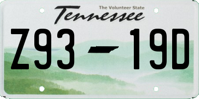 TN license plate Z9319D
