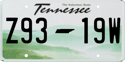 TN license plate Z9319W