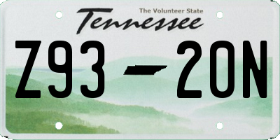 TN license plate Z9320N