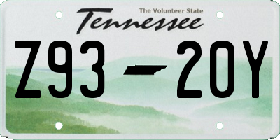 TN license plate Z9320Y