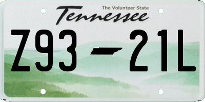 TN license plate Z9321L