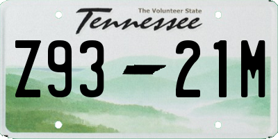 TN license plate Z9321M