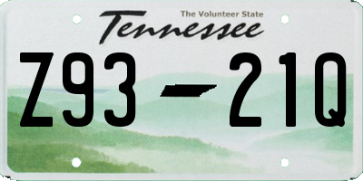 TN license plate Z9321Q