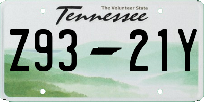 TN license plate Z9321Y