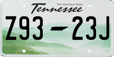 TN license plate Z9323J