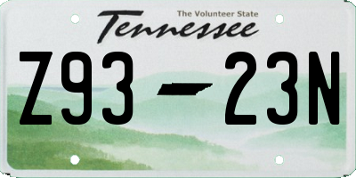 TN license plate Z9323N