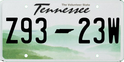 TN license plate Z9323W