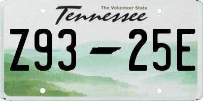 TN license plate Z9325E
