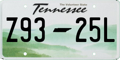 TN license plate Z9325L