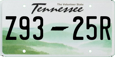 TN license plate Z9325R