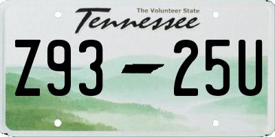 TN license plate Z9325U