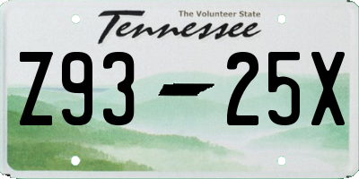 TN license plate Z9325X