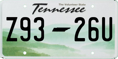 TN license plate Z9326U
