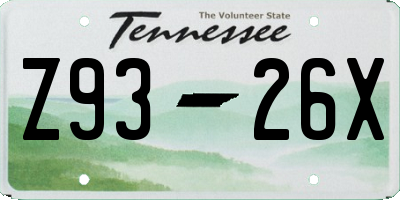 TN license plate Z9326X