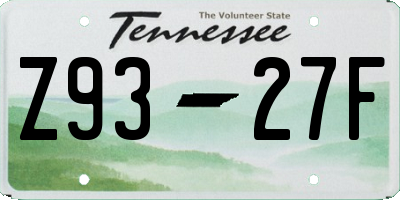 TN license plate Z9327F