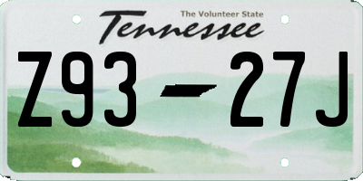 TN license plate Z9327J