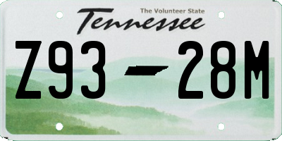 TN license plate Z9328M