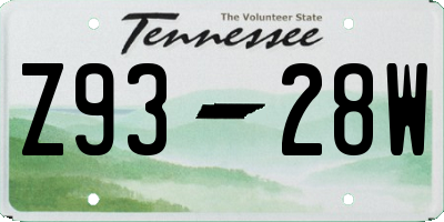 TN license plate Z9328W