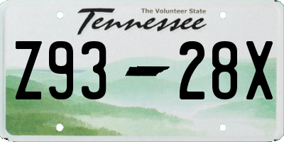 TN license plate Z9328X