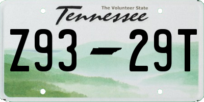 TN license plate Z9329T