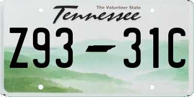TN license plate Z9331C