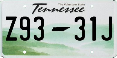TN license plate Z9331J