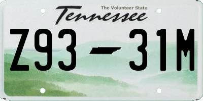 TN license plate Z9331M